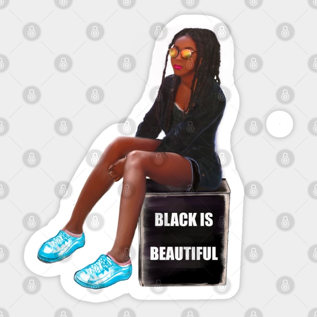 Black is beautiful black girl with Afro hair in dreadlocks and dark brown skin. Hair love ! Sticker by Artonmytee